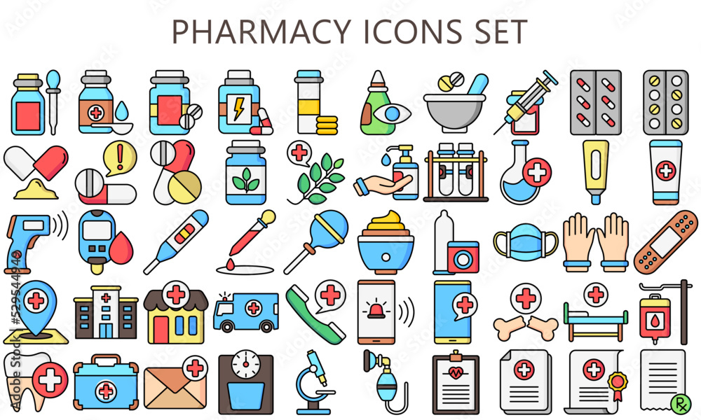 Simple set of medicine and pharmacy. Included the icons as drugs, medicine, prescription and more. use for modern UI or UX kit, digital banner and app. vector EPS 10 ready convert to SVG. Simple set of medicine and pharmacy. Included the icons as drugs, medicine, prescription and more. use for modern UI or UX kit, digital banner and app. vector EPS 10 ready convert to SVG.