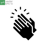 Applause glyph icon. Clapping Hands Cheers slap. Celebration hand gesture. Audience slam. Applauding or ovation applause gesture making noise. Vector illustration. Design on white background. EPS 10