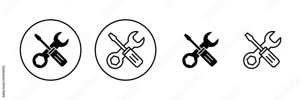 Repair tools icon vector. tool sign and symbol. setting icon. Wrench and screwdriver. Service Repair tools icon vector. tool sign and symbol. setting icon. Wrench and screwdriver. Service