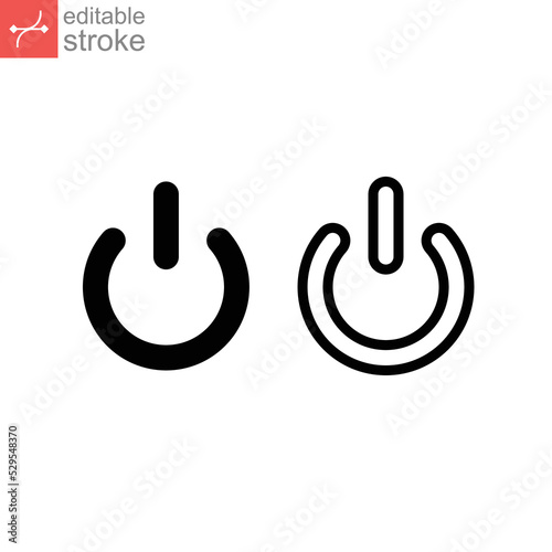 Shut down sign, power button, circle, close, computer line icon. Start electrical switch. On off symbol outline pictogram. Editable stroke Vector illustration. Design on white background EPS 10