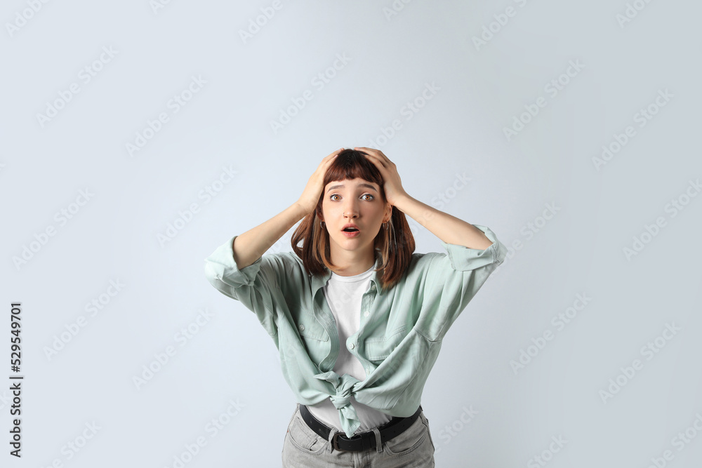 Portrait of emotional girl on white background Portrait of emotional girl on white background