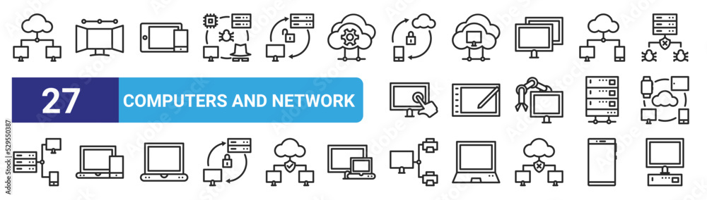 set of 27 outline web computers and network icons such as internet, workstation, responsive, cloud computing, pen tablet, smartphone, sharing file, desktop computer vector thin icons for web design, set of 27 outline web computers and network icons such as internet, workstation, responsive, cloud computing, pen tablet, smartphone, sharing file, desktop computer vector thin icons for web design,