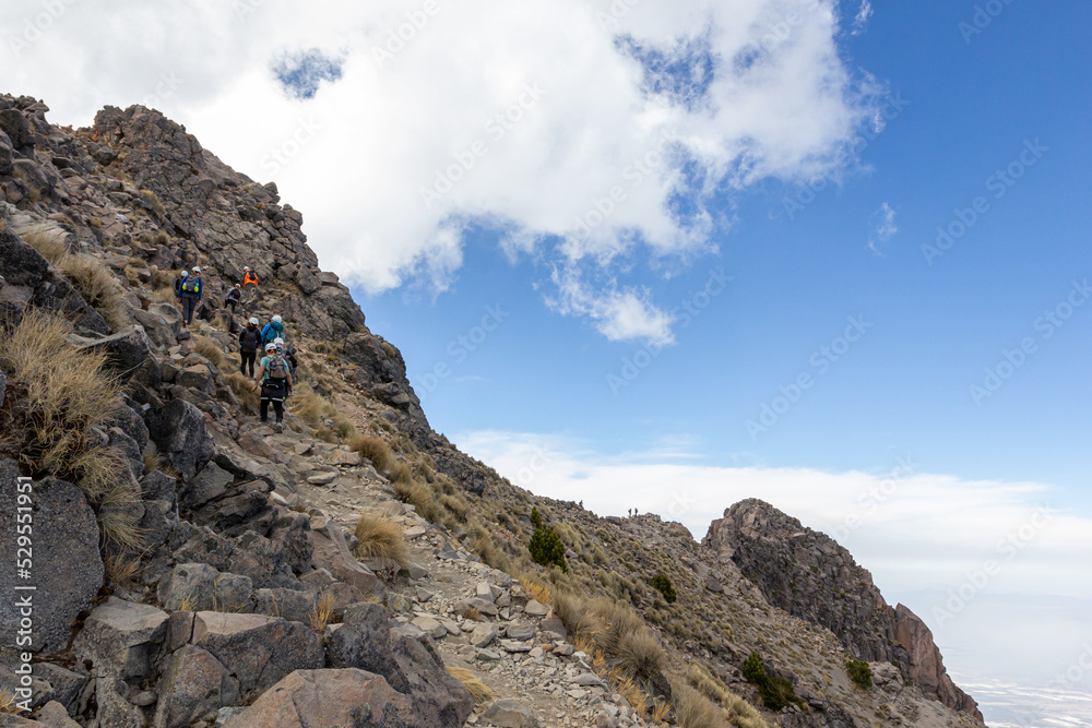 Climbers in the Nevado de Colima Volcano National Park, located in Ciudad Guzman Jalisco Mexico.