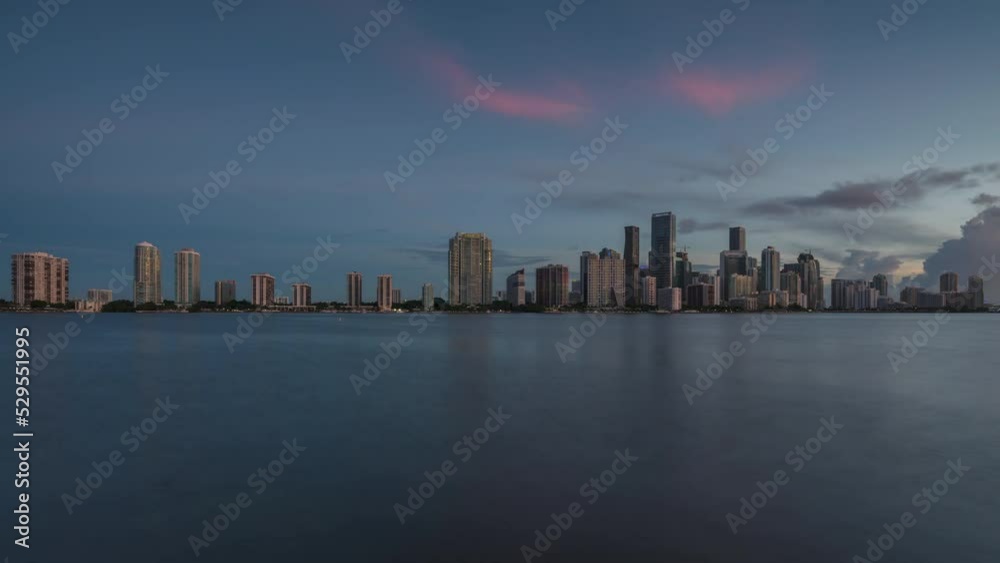 Miami skyline night-to-day time-lapse Miami skyline night-to-day time-lapse