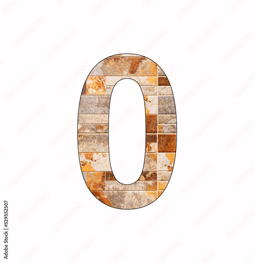 Number 0 - Zero digit on rustic tile background Number 0 - Zero digit on rustic tile background