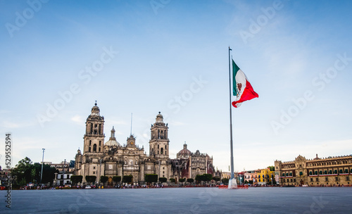 Main Constitution Square Mexico City Historical Center CDMX Vibes National Flag Waving in the Wind photo