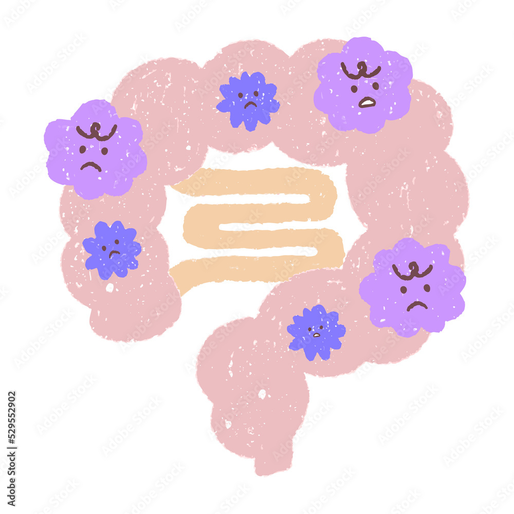 手描きの悪玉菌のいる腸内 手描きの悪玉菌のいる腸内