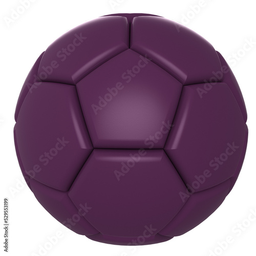 Purple soccer ball under black flash background. 3D illustration. 3D CG. 3D high quality rendering. Portable Network Graphics. PNG file format.