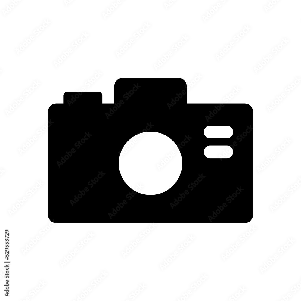 Camera icon in black color. Camera icon in black color.