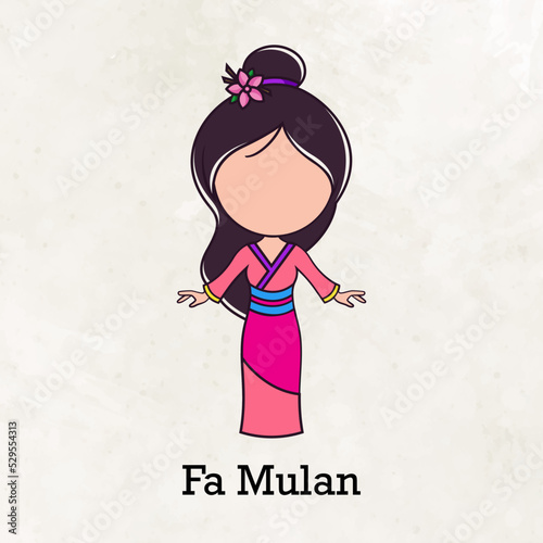 Cute faceless princess character vector
