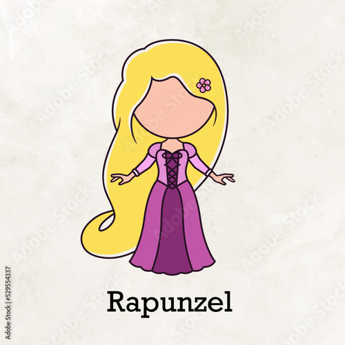 Cute faceless princess character vector