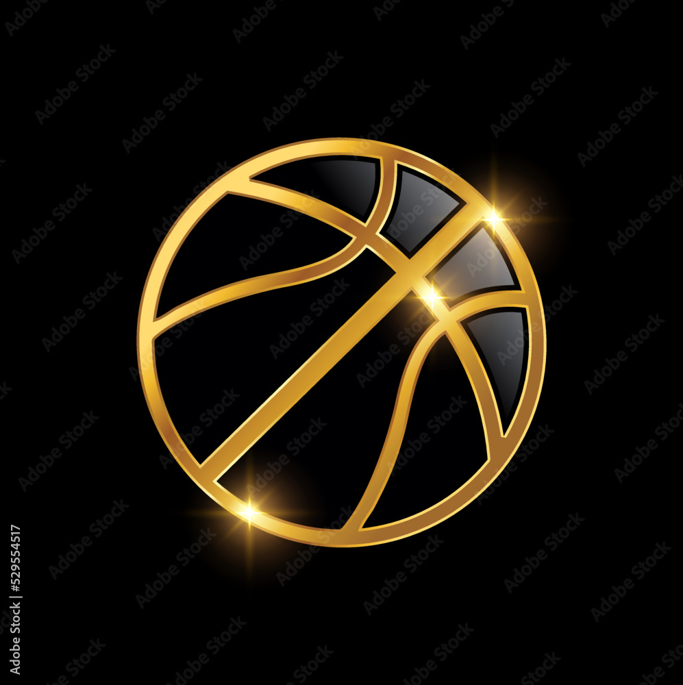 Golden Basket Ball Logo Sign Stock Vector Adobe Stock