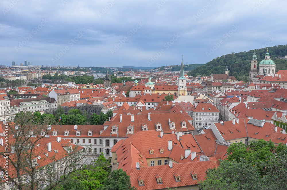 Prague cityscape panorama - city landscape of old town with the Prague Castle, Prague,
