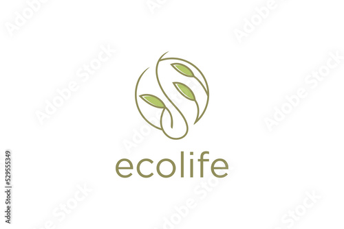 Plant nature green logo design organic farming icon symbol growing company 