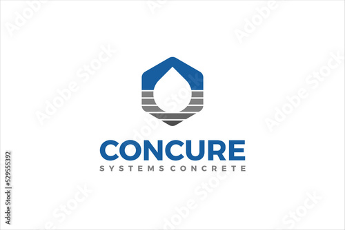 Concrete slump test system logo design water waterproof layer raindrop icon