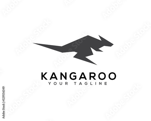 rigid line jump kangaroo logo symbol design template illustration inspiration