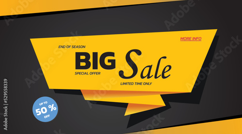 Sale banner template design, Big sale special offer. end of season special offer banner. vector illustration.