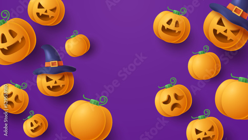 Halloween Sale Banner With Scary Element Background. Vector 3D Illustration