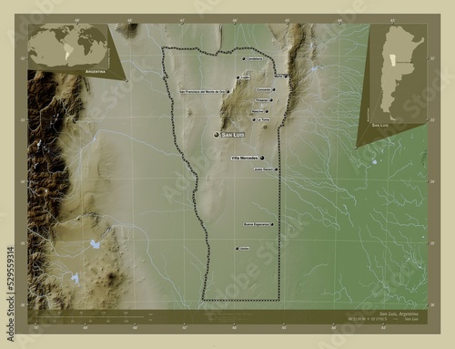 San Luis, Argentina. Labelled points of cities photo