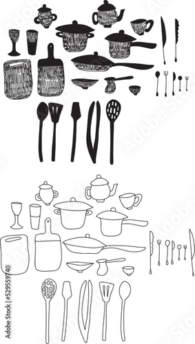 set of kitchen utensils