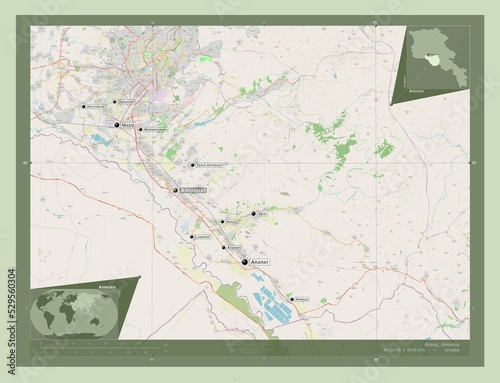 Ararat, Armenia. OSM. Labelled points of cities photo