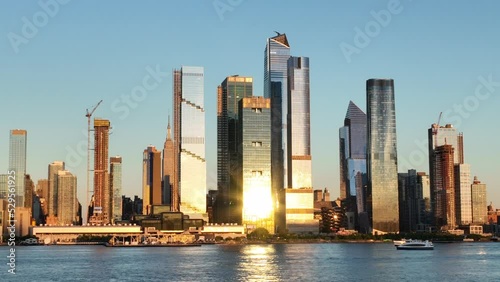 Hudson Yards at Sunset - Cinematic Aerial Shot 