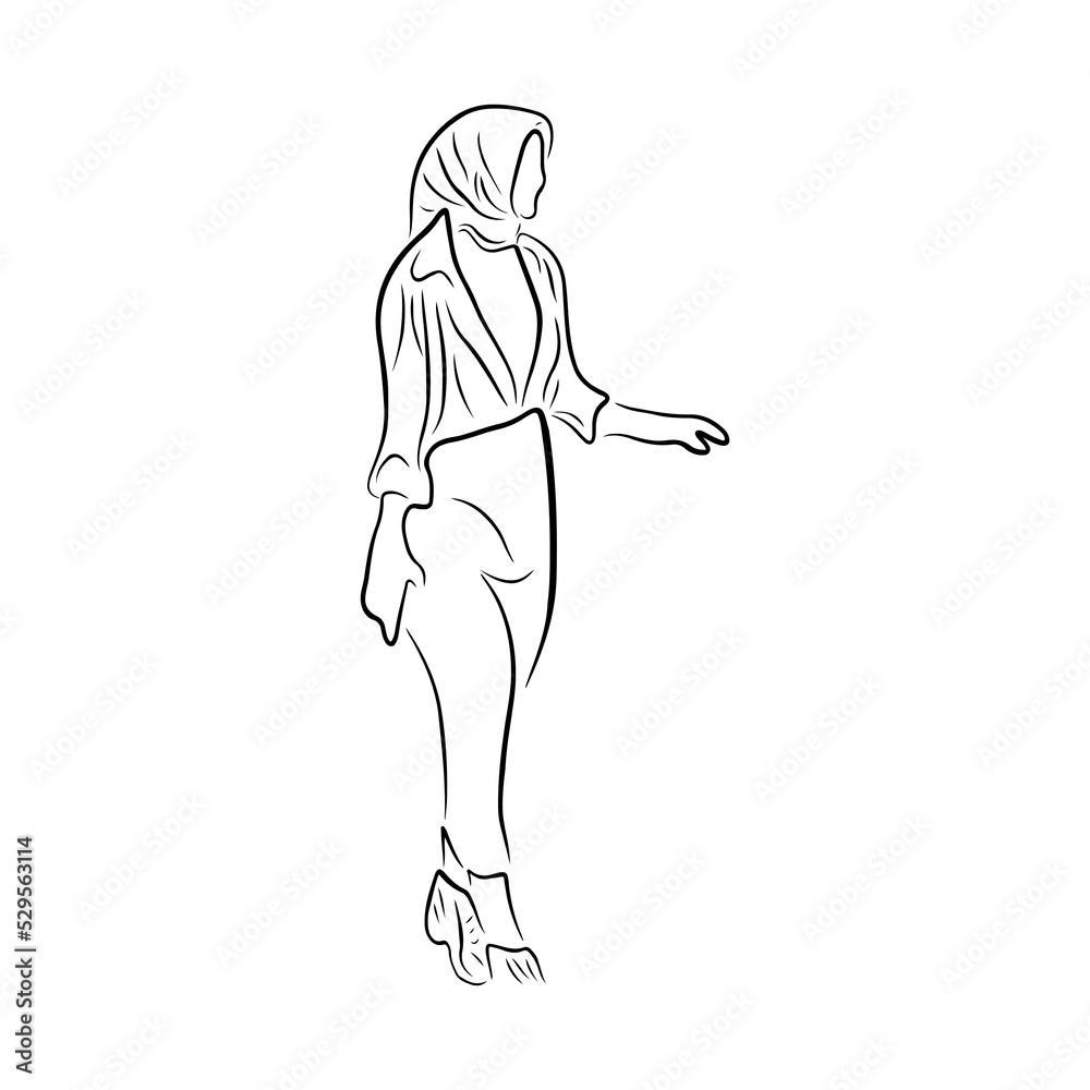 Woman pose line art style