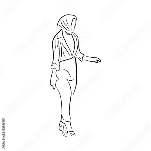 Woman pose line art style