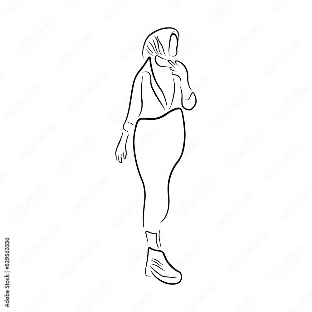 Woman pose line art style Woman pose line art style