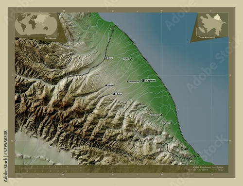 Quba-Khachmaz, Azerbaijan. Labelled points of cities photo