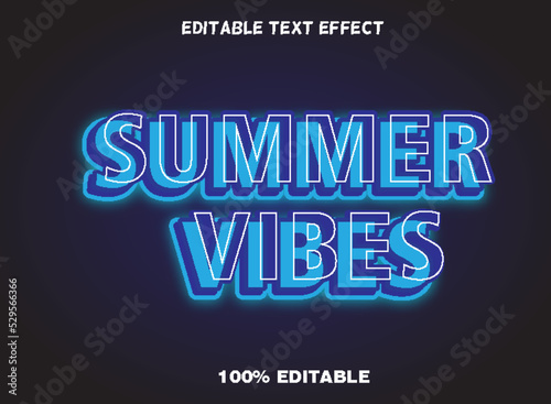 Summer Vibes Editable Text Effect 3D Emboss Cartoon Style Design