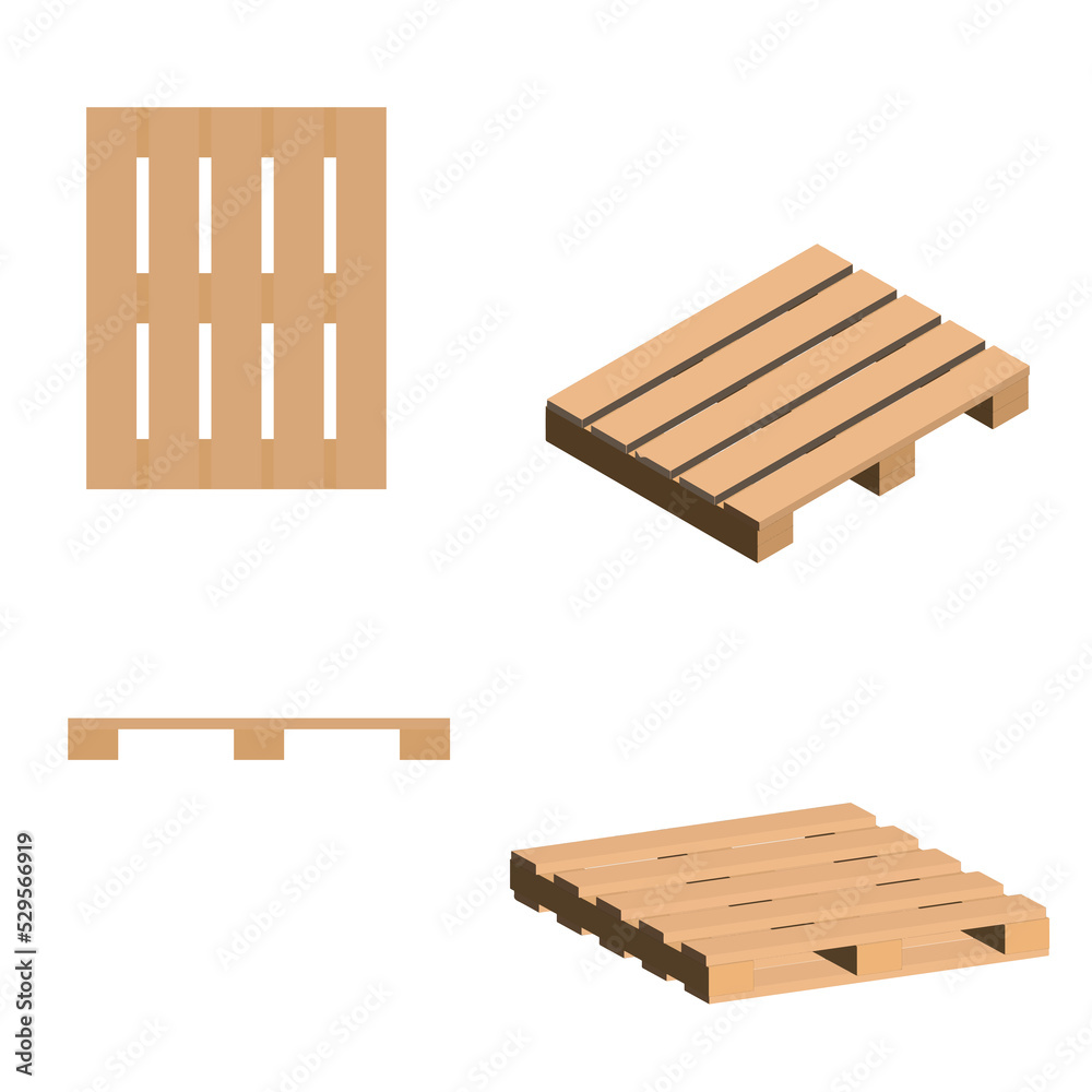 Wooden pallet with different views