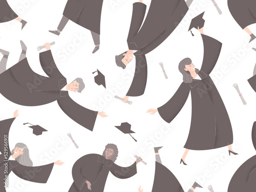 People Graduates Diploma Seamless Background