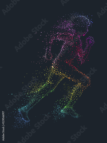 Person Run Pointillism Illu...