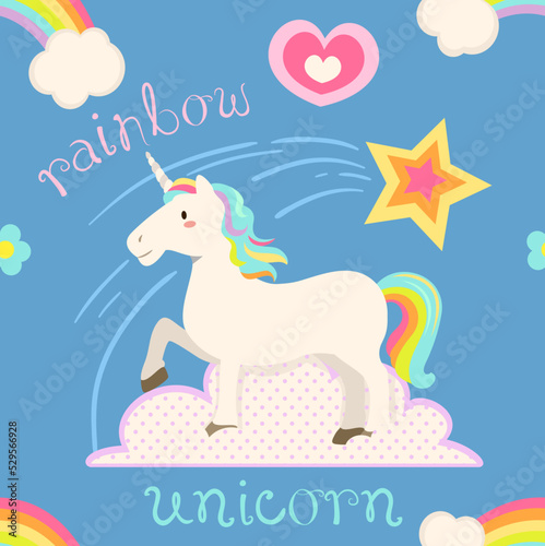 Rainbow Unicorn Seamless Background Illustration