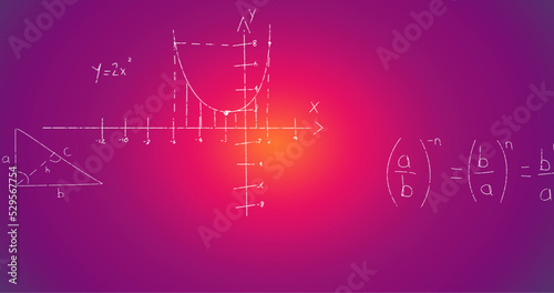 Image of handwritten mathematical formulae over pink background