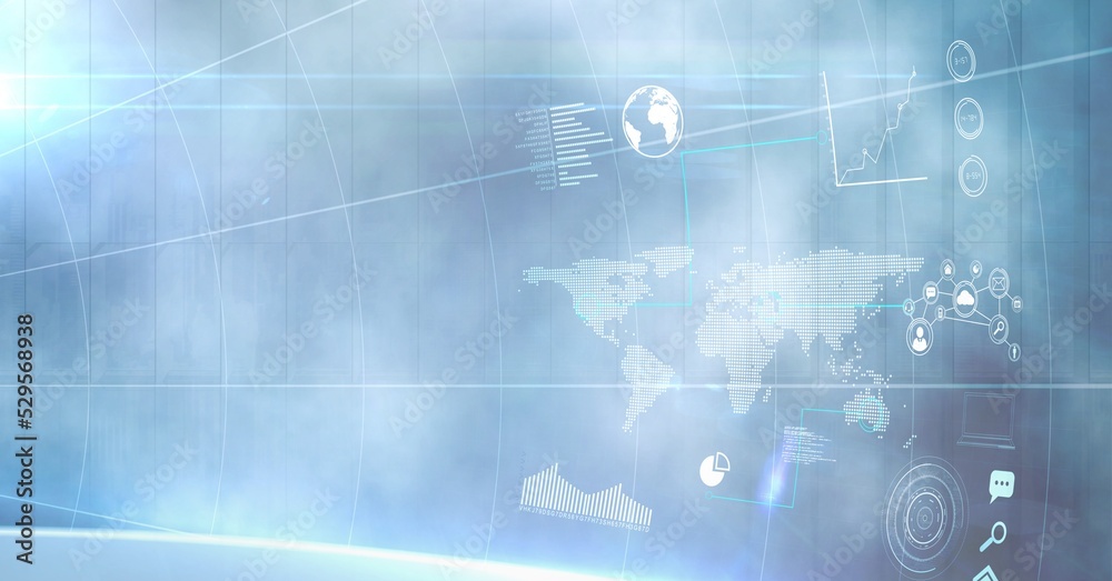 Digital interface with data processing against blue spot of light