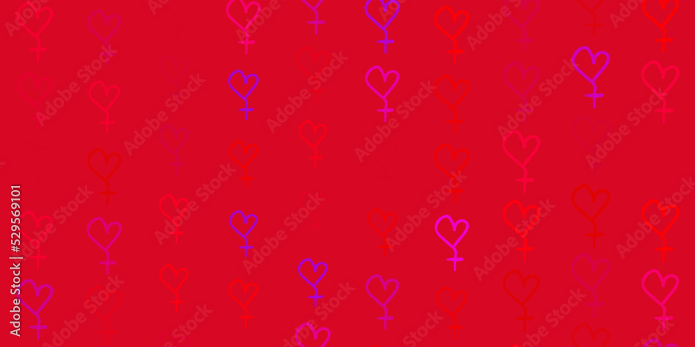 Light Pink, Red vector background with woman symbols.