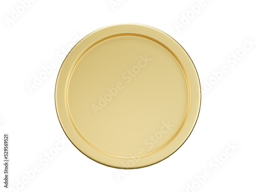 Gold coin 3D render on transparent background - PNG format.