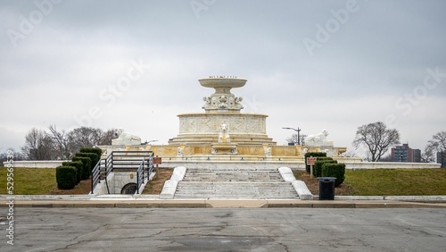 Scenic shot of the James Scott Memorial Fountain at Belle Isle in Detroit, Michigan