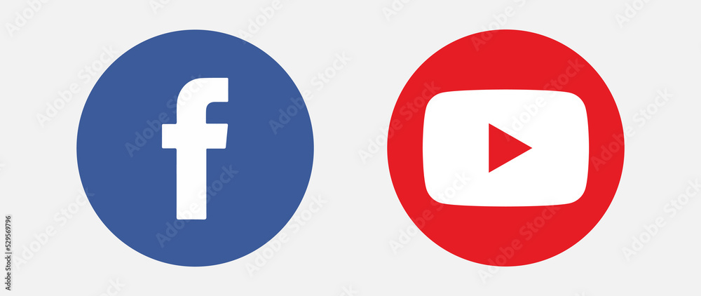 facebook, youtube vector logo, Editorial vector illustration. Stock