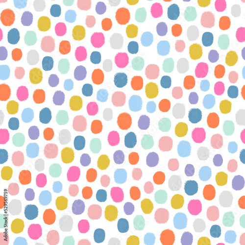 Colorful dots on white background. Polka dots design.