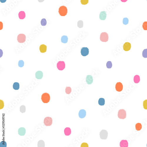 Colorful dots on white background. Polka dots design.