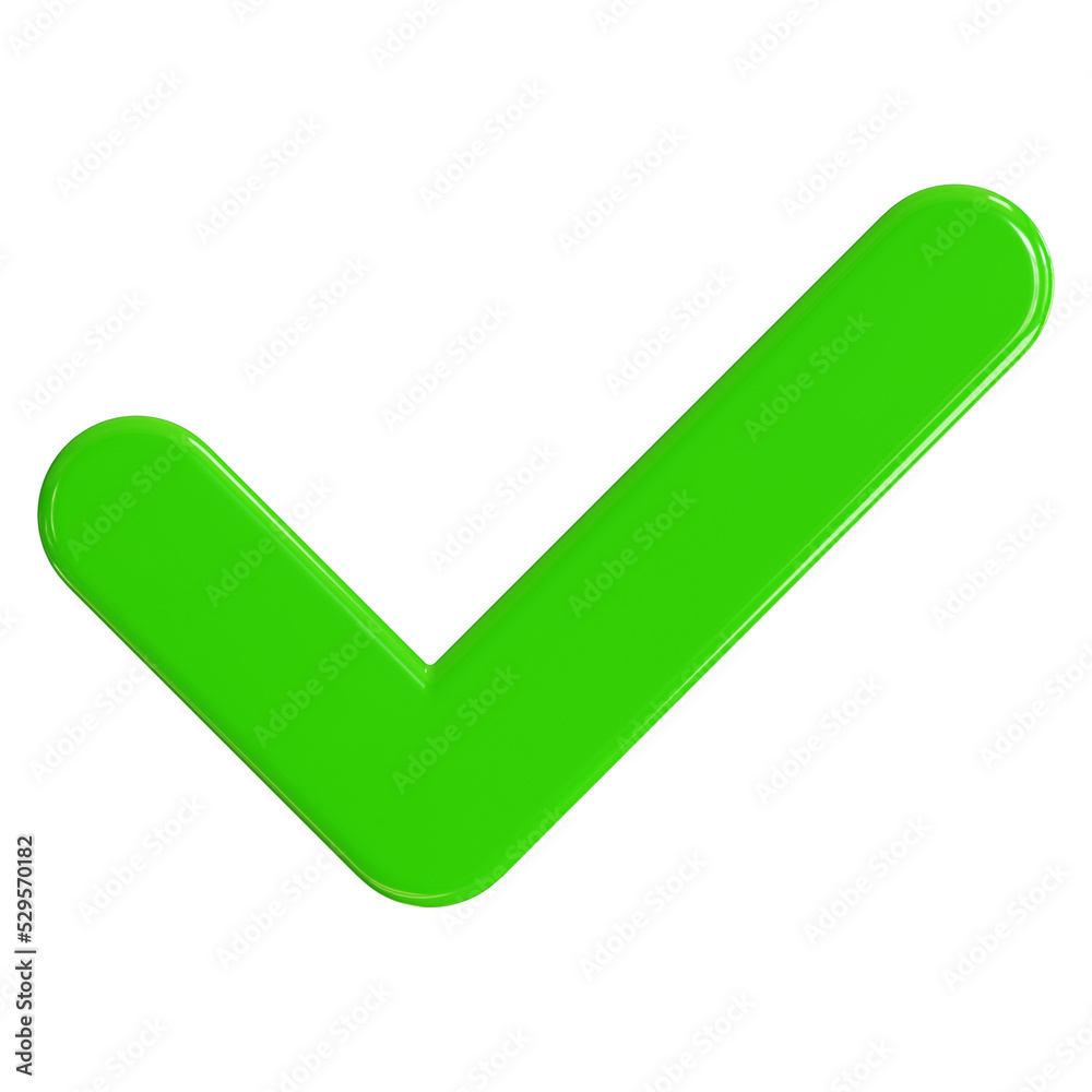 3D rendering of checkmark icon true choice 3D rendering of checkmark icon true choice