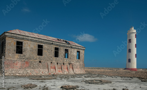 Spelonk Lighthouse and Dilapidated Lightkeepers House Bonaire photo