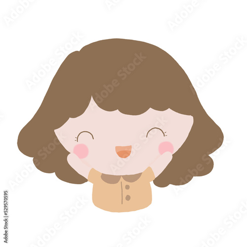 little girl happy face emoji cartoon characters 