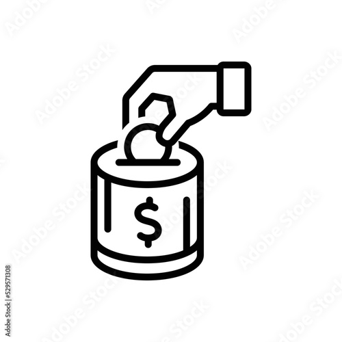 Black line icon for donations