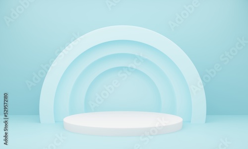 3d background product display podium scene. Blue circle podium product, Blue product display, Blue product stand on blue background.