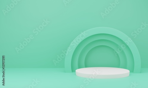 3d background product display podium scene. Green circle podium product, Blue product display, Blue product stand on green background.