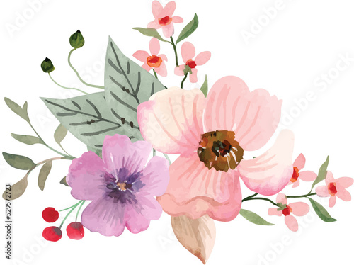 Wallpaper Mural Lilac pink floral watercolor bouquet decoration Torontodigital.ca